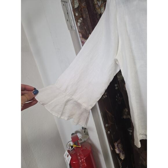 Bryn Walker Ruffle Linen Top Medium - Picture 14 of 15